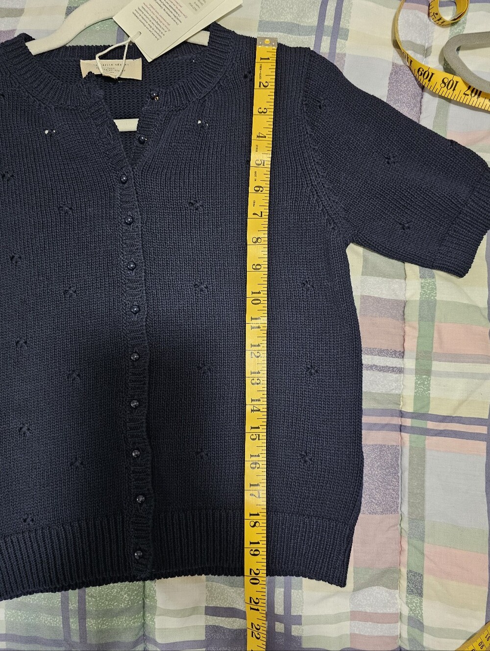 NWT! Sezane Kyle Navy Blue Pointelle Cardigan Knit Sweater Size XS - Picture 8 of 8